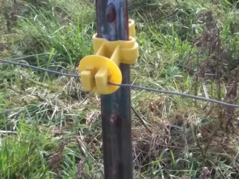 fil métallique électrifié sur poteau en T avec isolant jaune 