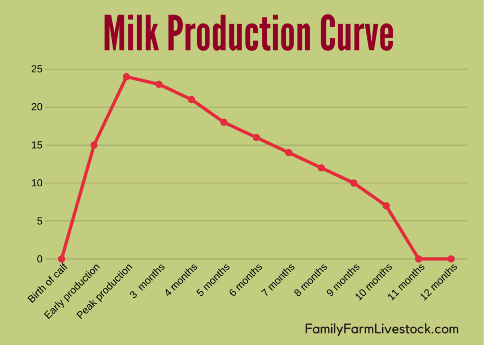 graphique montrant la courbe de production de lait de vache